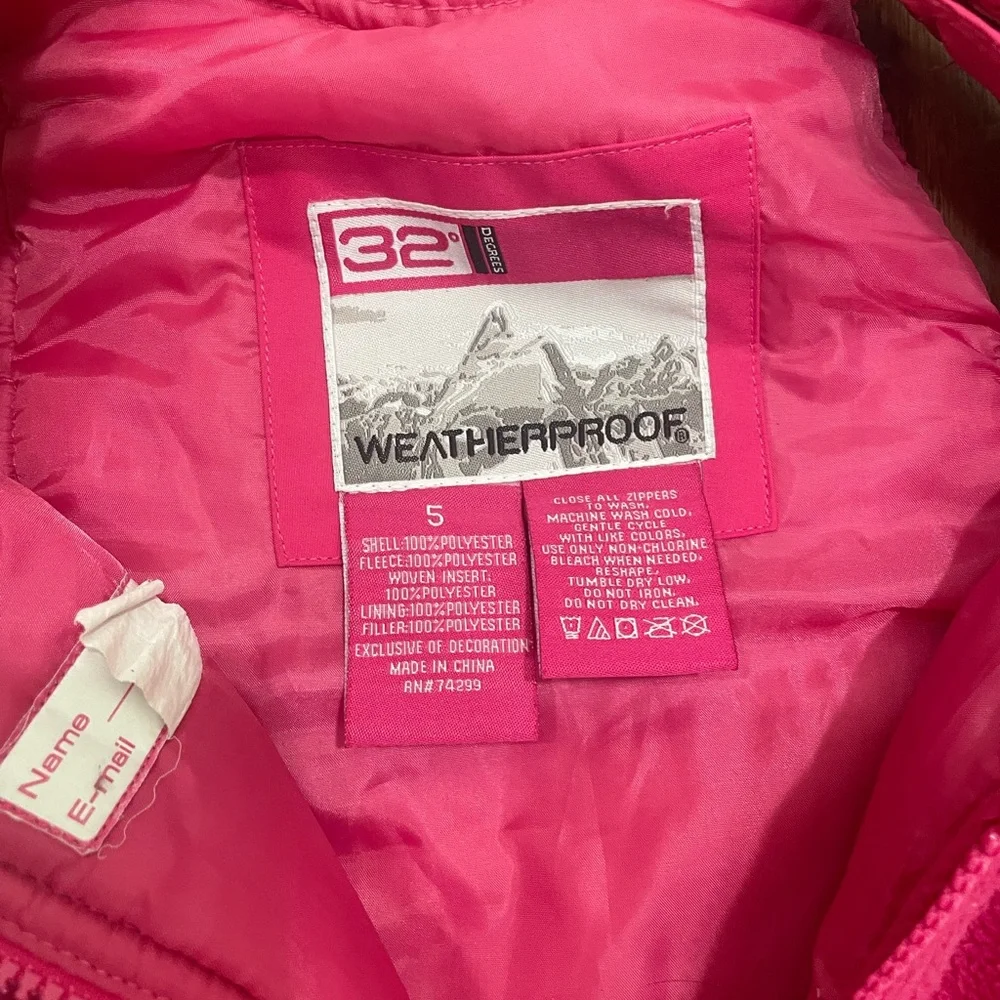 Weatherproof 4pc winter coat gloves & Bibs girl 5